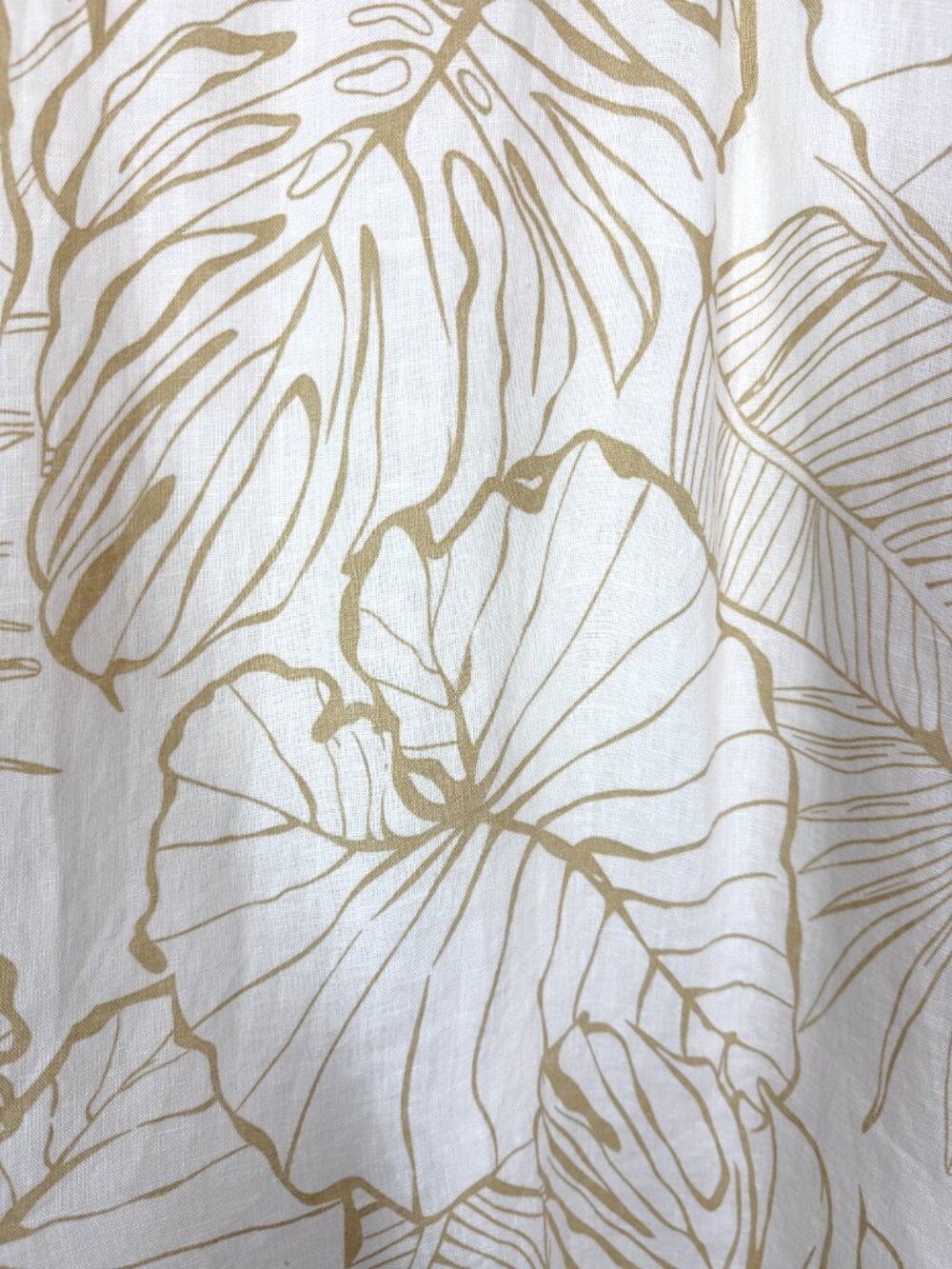 Magaschoni Linen Tropical Leaf Midi Dress Size 6 Ivory Beige Resort Coastal - Picture 7 of 10